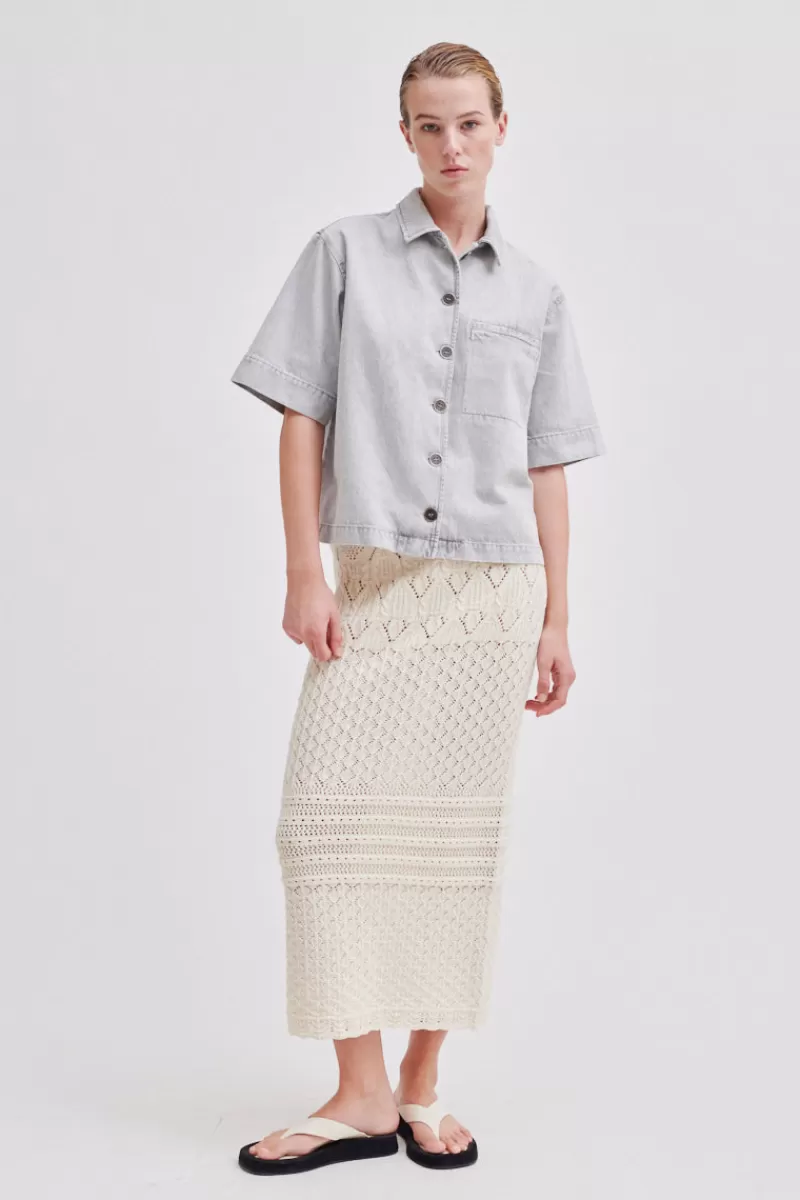 Second Female All Products | Allora Knit Skirt Dark Chalk