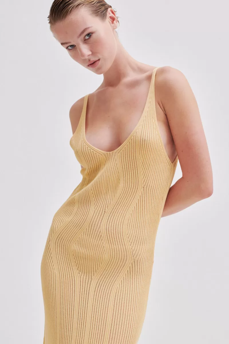 Second Female Dresses | Amalfi Knit Strap Dress Golden Fleece