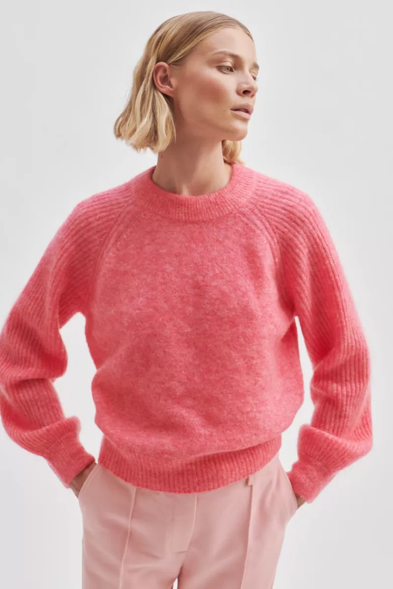 Second Female Knitwear And Cardigans | Brookline Knit O-Neck Camellia Rose