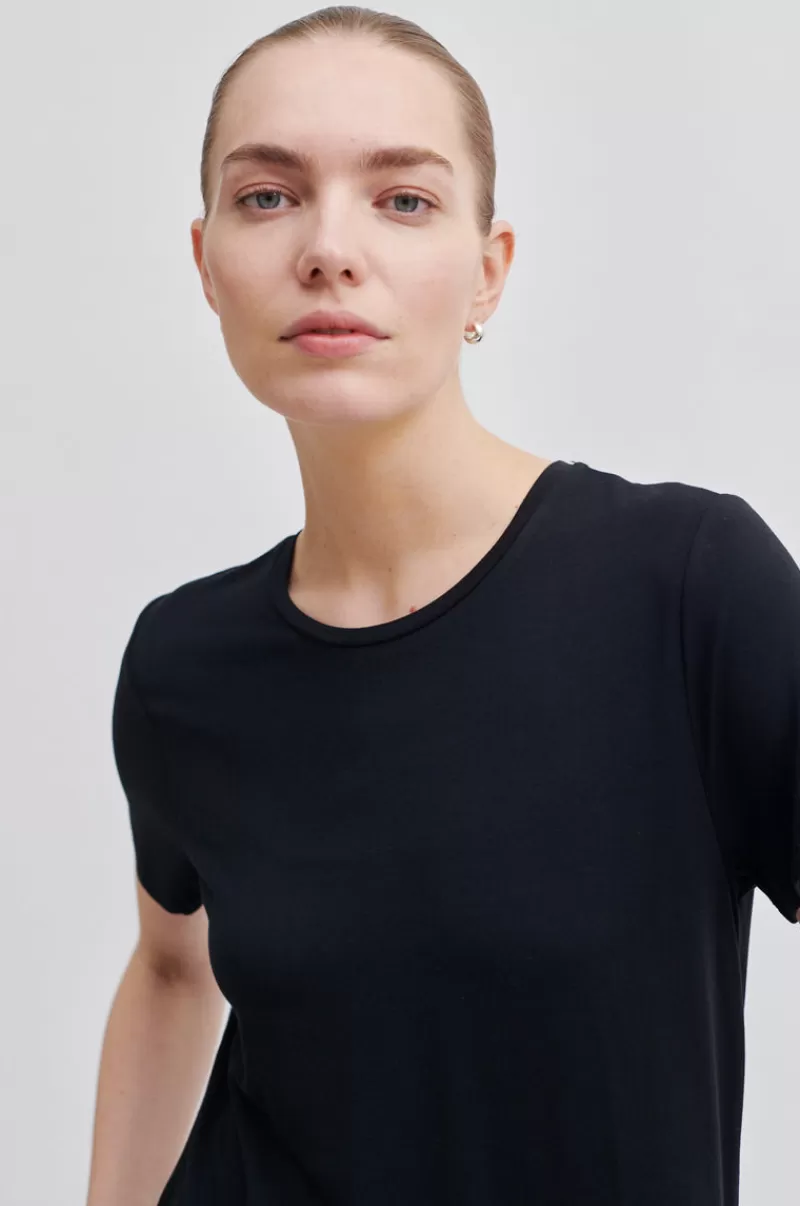 Second Female Tops And T-Shirts | Ello New Ss Tee Black