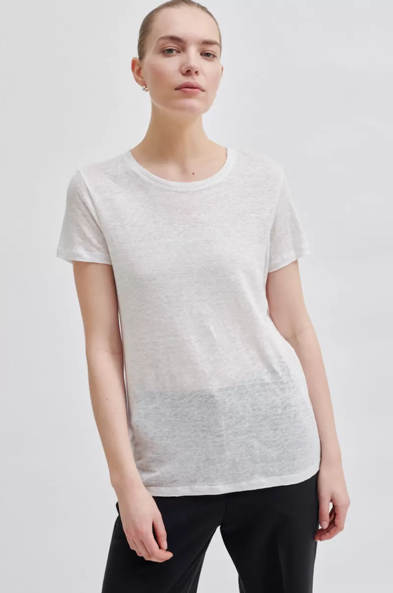 Second Female Tops And T-Shirts | Peony O-Neck Tee White