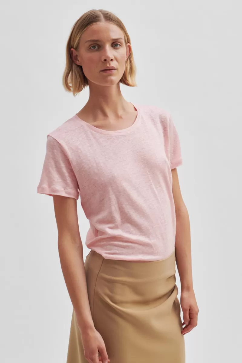 Second Female Tops And T-Shirts | Peony O-Neck Tee Quartz Pink