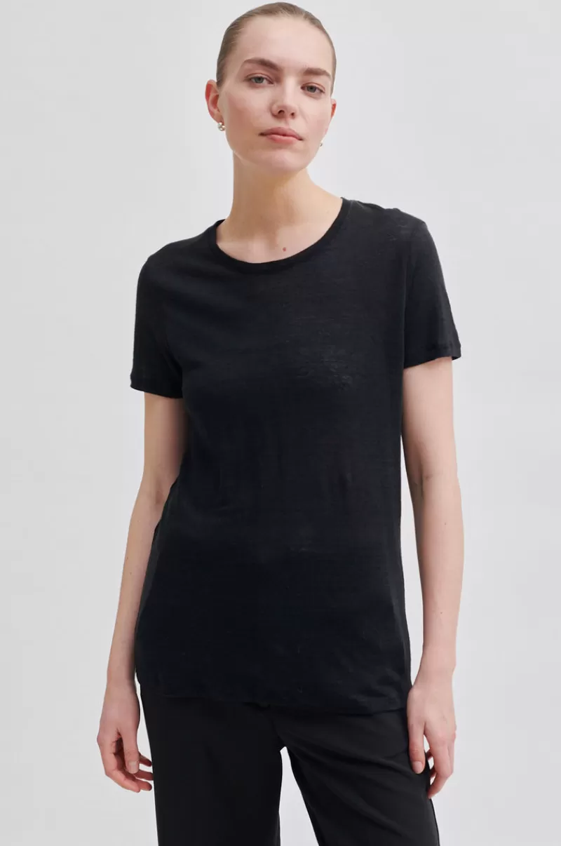 Second Female Tops And T-Shirts | Peony O-Neck Tee Black