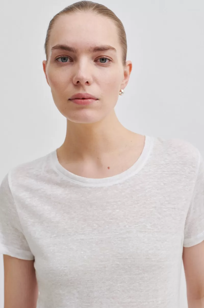 Second Female Tops And T-Shirts | Peony O-Neck Tee White