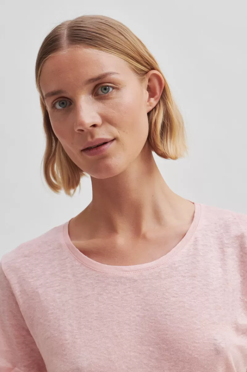 Second Female Tops And T-Shirts | Peony O-Neck Tee Quartz Pink