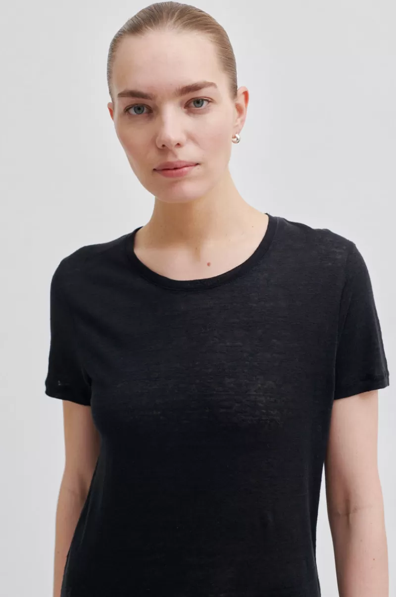 Second Female Tops And T-Shirts | Peony O-Neck Tee Black