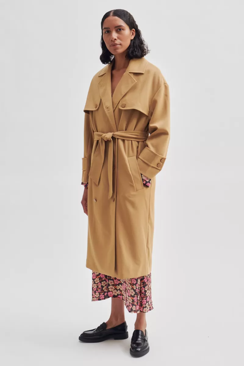 Second Female Coats And Jackets | Silvia Classic Trenchcoat New Tobacco Brown