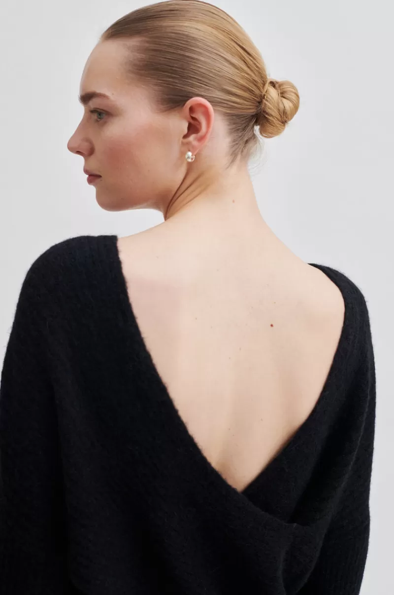 Second Female All Products | Ymma Knit Open Back Black